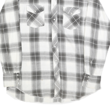 WRANGLER Mens White & Grey Checked Western Shirt M Cotton Blend Long Sleeve