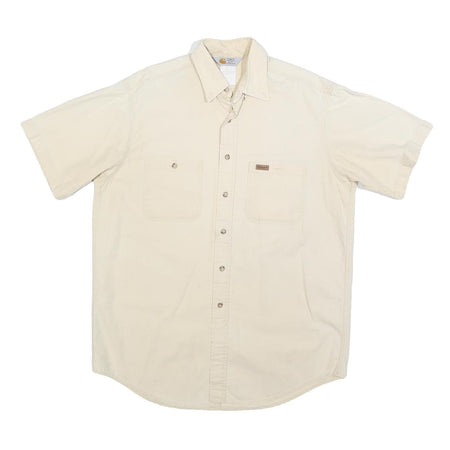 CARHARTT Mens Beige Cotton Blend Short Sleeve Shirt L Workwear Casual