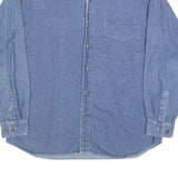 PACE Mens Blue Denim Shirt L Cotton Classic Button Down Long Sleeve Casual