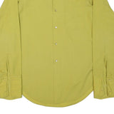 PERMANENT PRESS Mens Yellow Plain Shirt Cotton Blend S Classic Fit Button Collar