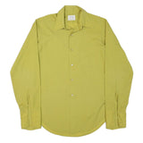 PERMANENT PRESS Mens Yellow Plain Shirt Cotton Blend S Classic Fit Button Collar
