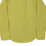 PERMANENT PRESS Mens Yellow Plain Shirt Cotton Blend S Classic Fit Button Collar