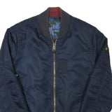 ALPHA INDUSTRIES Mens Navy Blue Bomber Jacket S Polyester Blend Plain Zip