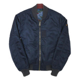 ALPHA INDUSTRIES Mens Navy Blue Bomber Jacket S Polyester Blend Plain Zip