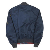 ALPHA INDUSTRIES Mens Navy Blue Bomber Jacket S Polyester Blend Plain Zip