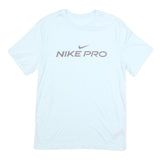 NIKE Mens White Nike Pro Graphic T-Shirt S Short Sleeve Crew Neck Sportswear