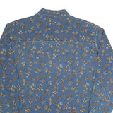 CABIN CREEK Womens Blue Floral Shirt Long Sleeve Button Neck L Cotton Blend Top