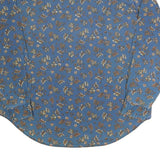 CABIN CREEK Womens Blue Floral Shirt Long Sleeve Button Neck L Cotton Blend Top