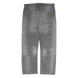 CARHARTT Mens Grey Regular Fit Straight Cotton Jeans W36 L27 Button Closure