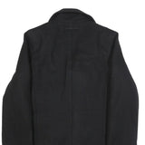 TOMMY HILFIGER Mens Black Wool Blend Pea Coat Jacket L Button Plain