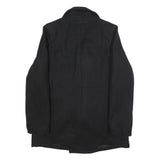TOMMY HILFIGER Mens Black Wool Blend Pea Coat Jacket L Button Plain