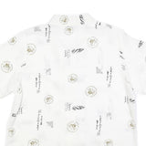 Mens White Chinese Style Button Shirt M Oriental Print Summer Casual