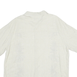 ISLAND SHORES Mens Cream & Green Floral Rayon Shirt 2XL Short Sleeve Button