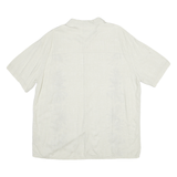 ISLAND SHORES Mens Cream & Green Floral Rayon Shirt 2XL Short Sleeve Button