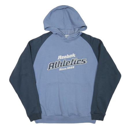 REEBOK Mens Blue & Navy Pullover Hoodie S Athletics Logo Sweatshirt