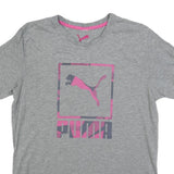 PUMA Womens Grey & Pink Graphic T-Shirt L Short Sleeve Crew Neck Casual Wear
