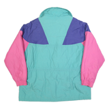 LADY DAME Womens Turquoise & Purple & Pink Zip Jacket 2XL Polyester Colourblock