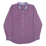CHAPS Mens Red & Blue Checked Shirt XL Classic Cotton Blend Long Sleeve Button