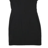 ALOUETTE Womens Black Day Dress Polyester Blend Short Sleeve M Simple Classic