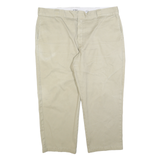 DICKIES Mens Regular Fit Beige Cotton Blend Zip Closure Trousers W42 L26