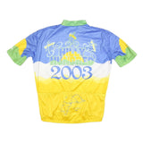 VOMAX Mens Blue & Yellow Hilly Hundred 2003 Cycling T-Shirt XL Short Sleeve Zip