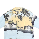 PULL & BEAR Mens Blue & Yellow Tropical Print Shirt S Casual Cotton Blend Summer