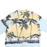 PULL & BEAR Mens Blue & Yellow Tropical Print Shirt S Casual Cotton Blend Summer