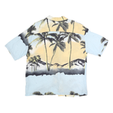 PULL & BEAR Mens Blue & Yellow Tropical Print Shirt S Casual Cotton Blend Summer