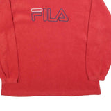 FILA Mens Red Jumper Plain Crew Neck Basic Knit L Comfort Casual Polyester