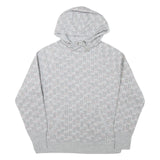 CHAMPION Mens Grey All Over Logo Print Pullover Hoodie M Casual Wear