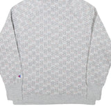 CHAMPION Mens Grey All Over Logo Print Pullover Hoodie M Casual Wear