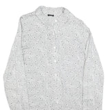 EMPORIO ARMANI Womens White & Grey Patterned Day Cotton Blend Shirt Dress M