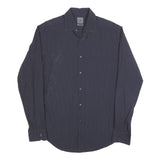 CALVIN KLEIN Mens Black Pinstripe Shirt L Button Closure Long Sleeve Elegant Fit