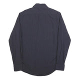 CALVIN KLEIN Mens Black Pinstripe Shirt L Button Closure Long Sleeve Elegant Fit