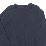 TOMMY HILFIGER Mens Navy Plain Pullover V-Neck Basic Knit M Cotton Blend Jumper