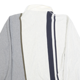 NAUTICA Mens White & Grey Striped Long Sleeve Polo Shirt XL Cotton Blend Relaxed