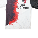 Mens Black & White Graphic T-Shirt L Short Sleeve Round Neck Corona Crest Print