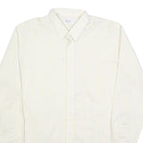 KUF Mens White & Cream Striped Classic Cotton Blend Shirt L Formal Long Sleeve