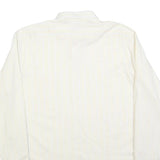 KUF Mens White & Cream Striped Classic Cotton Blend Shirt L Formal Long Sleeve