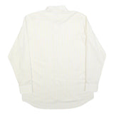 KUF Mens White & Cream Striped Classic Cotton Blend Shirt L Formal Long Sleeve