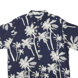IMPRINTS Mens Navy Blue Palm Tree Print Rayon Shirt L Summer Casual Beachwear