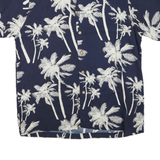 IMPRINTS Mens Navy Blue Palm Tree Print Rayon Shirt L Summer Casual Beachwear