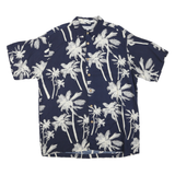 IMPRINTS Mens Navy Blue Palm Tree Print Rayon Shirt L Summer Casual Beachwear