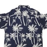 IMPRINTS Mens Navy Blue Palm Tree Print Rayon Shirt L Summer Casual Beachwear