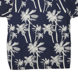 IMPRINTS Mens Navy Blue Palm Tree Print Rayon Shirt L Summer Casual Beachwear