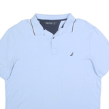 NAUTICA Mens Blue Polo Shirt L Cotton Short Sleeve Plain Classic Fit