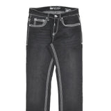 Black Womens Slim Fit Denim Jeans W30 L32 Contrast Stitching Zip Closure