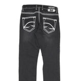 Black Womens Slim Fit Denim Jeans W30 L32 Contrast Stitching Zip Closure