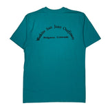 Wildlife Print Hanes Single Stitch T-Shirt - Large Blue Cotton Blend