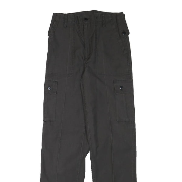Mens Regular Fit Cotton Blend Cargo Trousers Black W27 L32 Utility Workwear